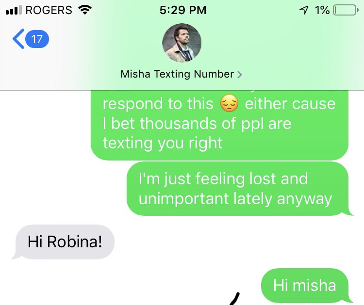 Got a text from misha  I love you  @mishacollins