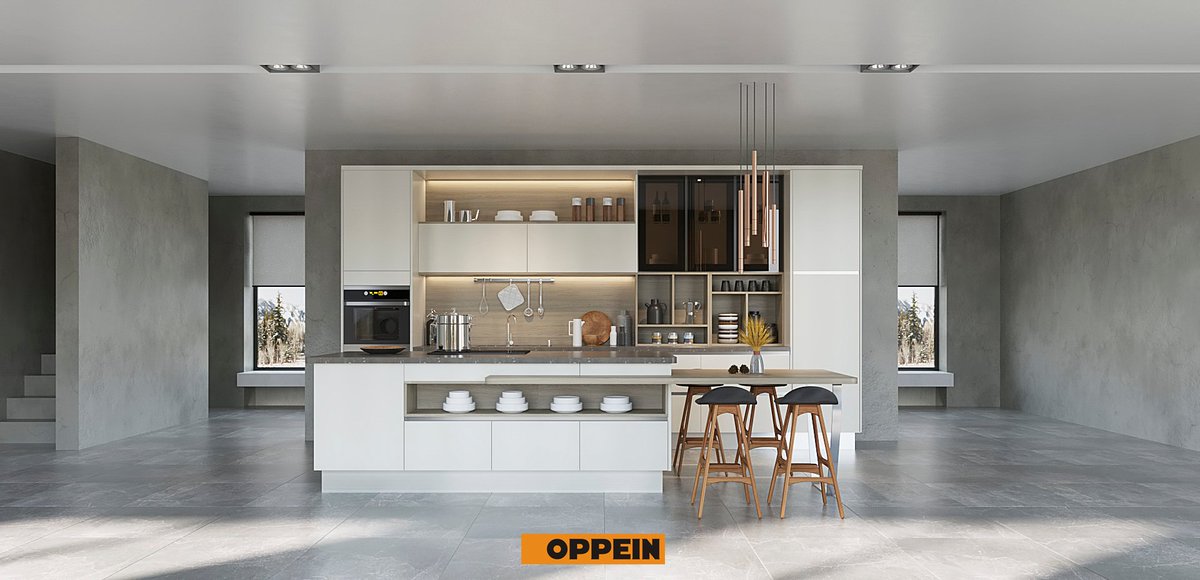 Oppein On Twitter Modern I Shape Kitchen Cabinets With Island