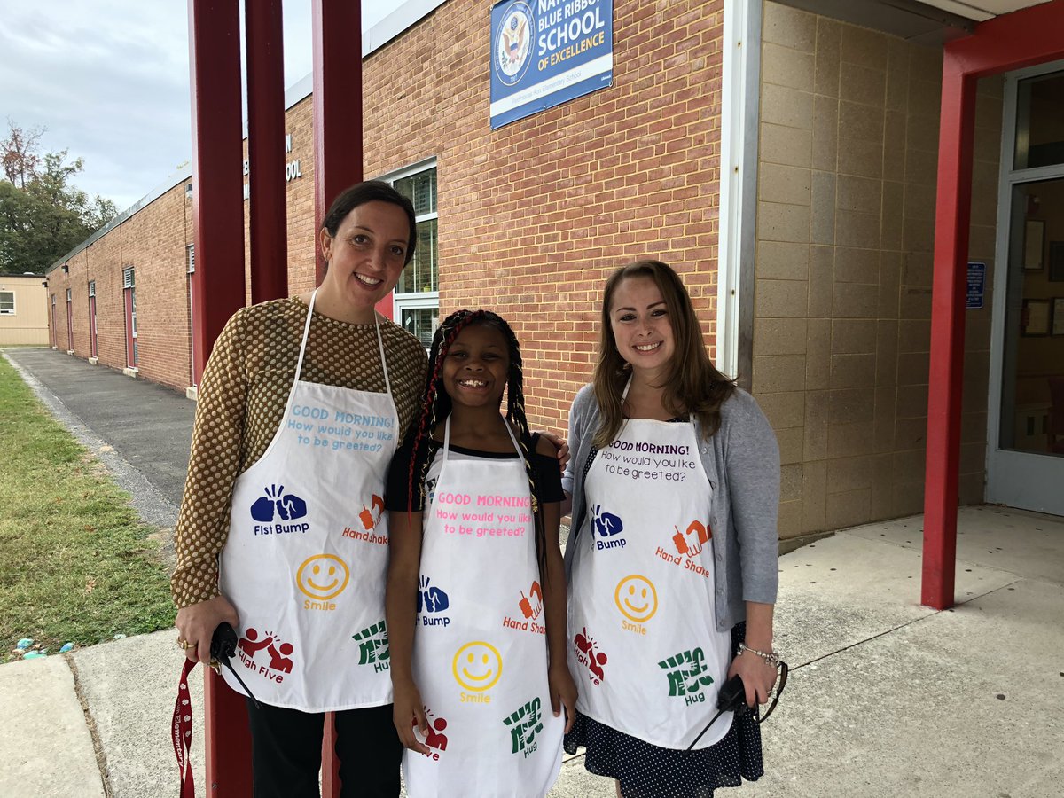 Mariyah, our school-wide student greeter, is official!  She now has her own apron!  Mariyah greets all students and parents as they arrive each morning.  <a href="/RedHouseRun/">Red House Run Elem.</a> <a href="/BcpsMTSS/">BCPS MTSS</a>