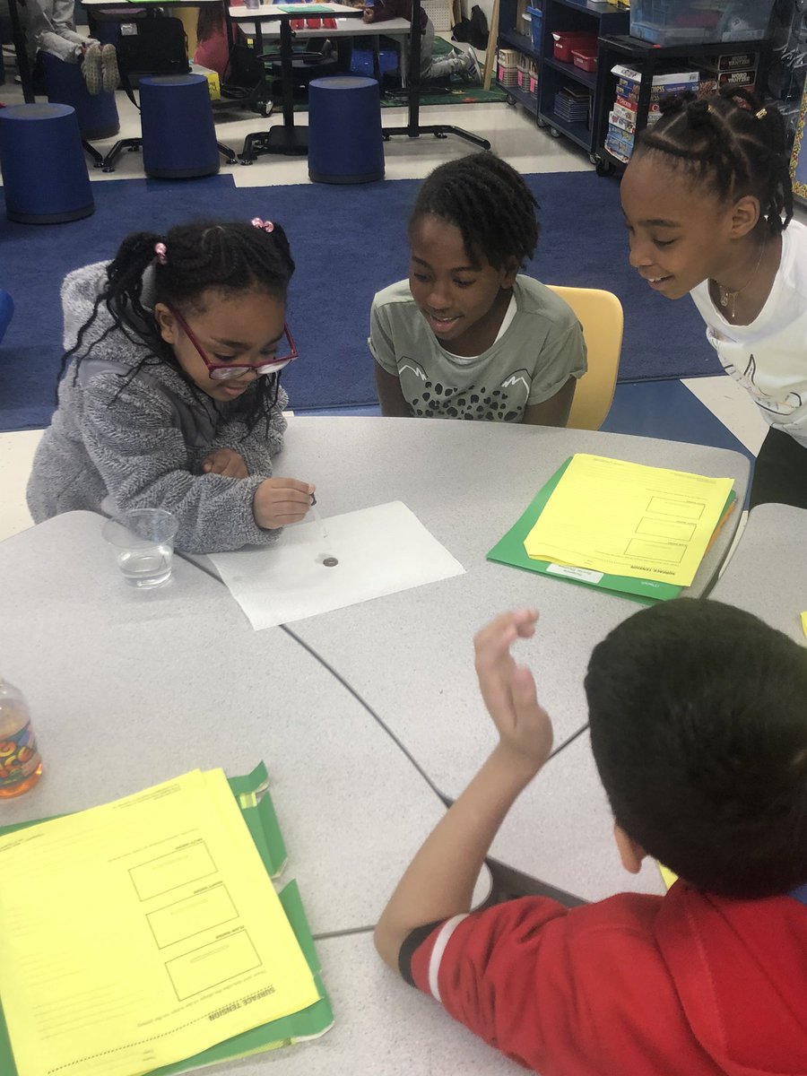 Mrs_Skrobin's tweet photo. Testing the surface tension of water on pennies! We ❤️ science! #lane126 #weare126 https://t.co/AonA9UUl8N