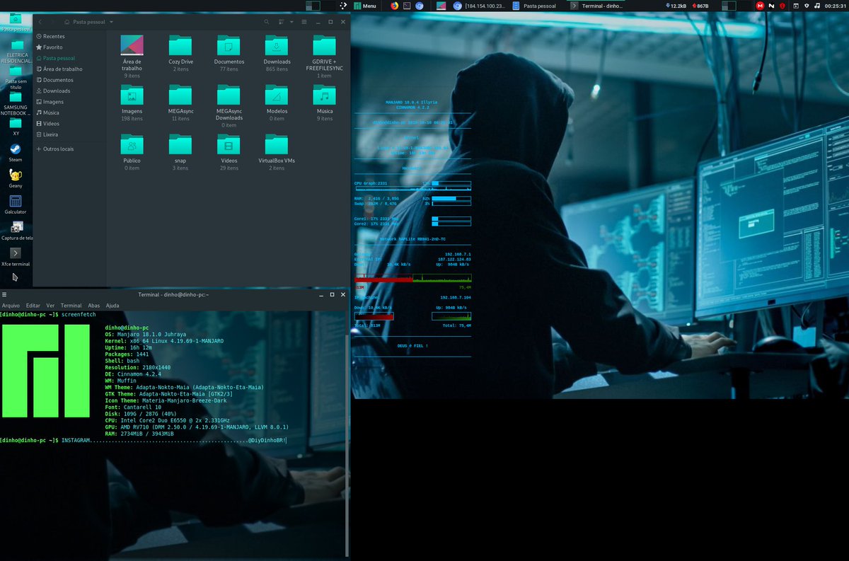 TRIBOH_NET's tweet image. Icon Theme : Materia-Breeze-Dark on my MANJARO 18.1.0 Juhraya / Kernel x86_x64 Linux 4.19.69-1 / Cinnamon 4.2.4 + xfce4-terminal. @ManjaroLinux 🐧🐧
#awesome
#screenshot 
#screenfetch
#manjaro
#Cinnamon 
#terminal
#kernel
#Linux 
#intel
#oldpc
Insta&amp;gt;@ DiyDinhoBR ! DEUS é FIEL !