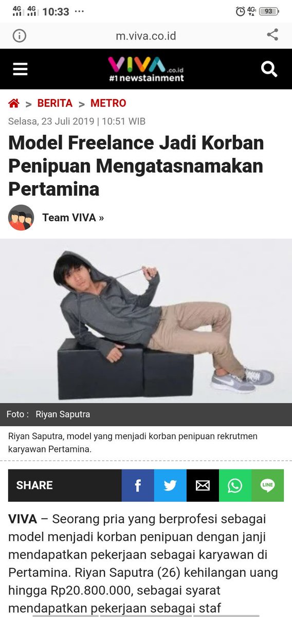 riyanfitnessid's tweet photo. Yahoo, Line, Viva, Detik com dll
Berita tentang 
Model Riyan Saputra World menjadi  korban penipuan yang mengatas namakan pertamina. Pelaku penipuan masih buron yaitu Muhammad Bisri Havil dan Fitri Wahyuni hingga saat ini, berikut beritanya https://t.co/6Pa6FhE5ov