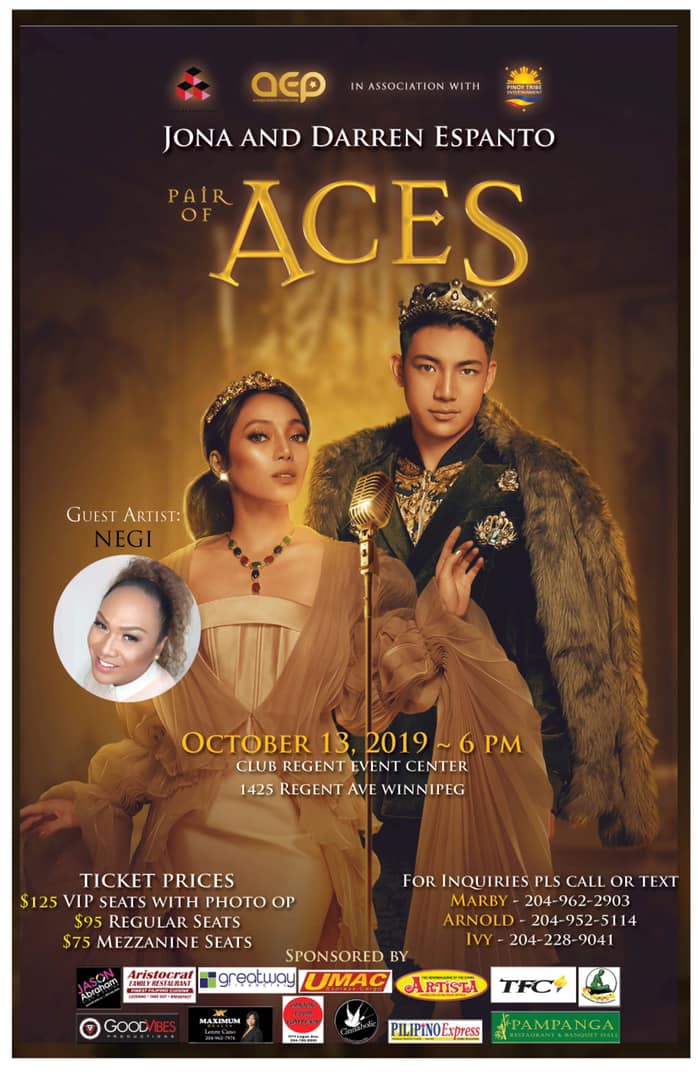 AlduezaEvents's tweet image. Don’t Miss this Once in a 
Lifetime Concert Performance of the... 
#PairOfAces  Darren Espanto and Jona
with Special Guest Negi

Oct 13 - This Coming Sunday

It will be a Thanks Giving Concert for Winnipeg!
#PairOfAcesLiveInWinnipeg #Jona #DarrenEspanto