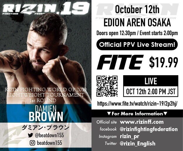 beatdown155's tweet photo. Watch me live tomorrow as we kick off the #Rizin #LWGP
Link on the poster. Be sure to purchase and show your support for not just me but the promotion and the other athletes 🙏🏼
@rizin_PR @FiteTV #TeamBeatdown https://t.co/x0x2oZ4IL7