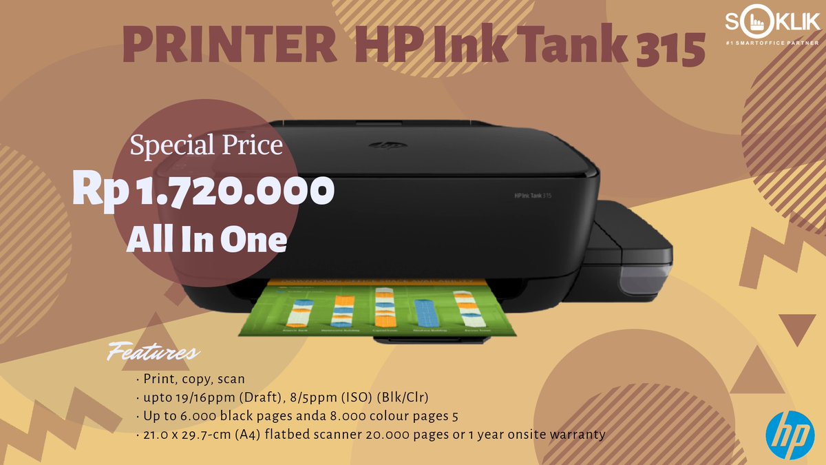 Soklik_com's tweet image. Daripada kejadian printer eror tidak terjadi kepada anda lebih baik sejak dini memilih printer yang memiliki kualitas. Terutama untuk kebutuhan yang penting dan mendesak. Printer HP 315 bisa menjadi solusi untuk anda.Telp/WA di 0819 0988 3889
#soklik #printerhp #printermurah