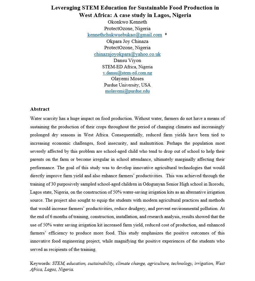 STEMEdNg's tweet image. Kenneth &amp;amp; Joy presented at the 7th edition of the AEEA International Conference last month. Their paper aims to reduce the prevalence of school children forced to leave school to farm while providing sustainable means of increasing farming productivity for rural Nigerian farmers