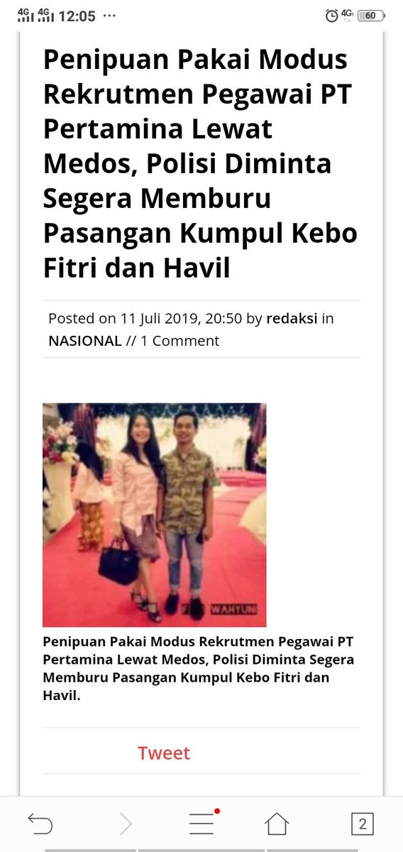 gimmickpolitik's tweet photo. Model bernama Riyan Saputra World menjadi korban penipuan mengatas namakan pertamina, pelaku penipuan yaitu Muhammad Bisri Havil dan Fitri Wahyuni masih buron https://t.co/fg6eVqtqkD