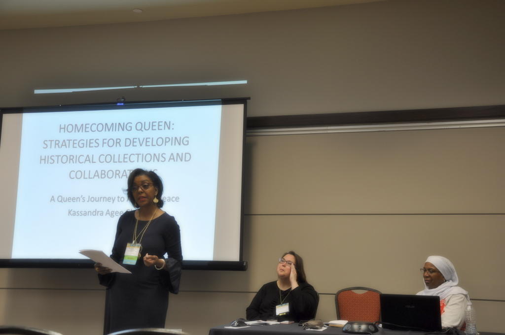AgeeKassandra's tweet photo. Honored to present at ASALH 2019 with esteemed scholars and rock star archivists Rebecca Hankins and Sammie 
Morris. Thank you!
#ASALH2019
#PurdueQueenArchives #PurdueBlackArchives #MyPiecesofHistory #Purdue150 #TakeGiantLeaps 
#ArchivistsRock #ArchiveDonorCollab https://t.co/p8gKO1oig7