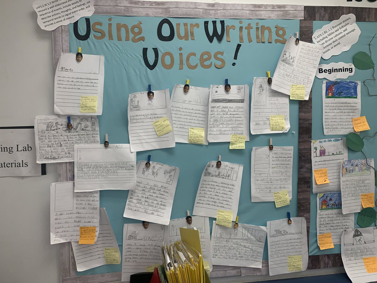 VernickaMurray's tweet photo. Students’ writing prominently displayed with “2 kisses and a push” at Northmore Elementary @NorthmorePBC @CFriessPBC @TicondriaW #offthegrid2020 @Area4SuptPBCSD https://t.co/Xg5rYLyDNX