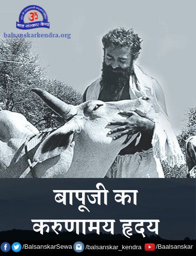 बापूजी:"मुझे बहुत भूख लगी है,तू कुछ ले आ।" मैं ढूंढते हुए दुकान पर गया तो केवल ३ ही केले मिले।बापूजी ने उनमें से १ केला मुझे दिया और २ केले अपने लिए रखे।सामने से गौमाता आ रही थी। #Bapuji को बहुत भूख लगी थी,फिर भी उन्होंने  १ केला गाय को दे दिया। स्वयं १ ही केला खाया। #ऋषि_प्रसाद