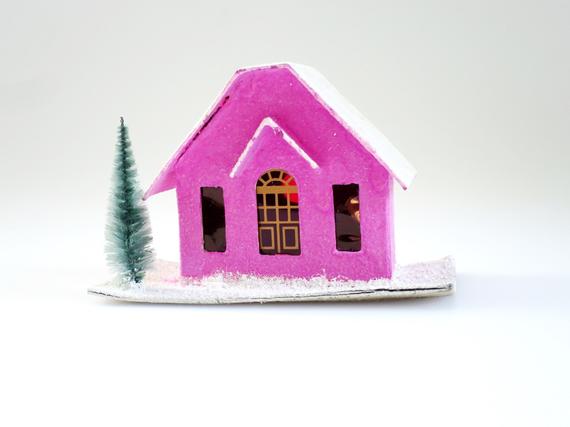 VintageHome11's tweet image. Vintage Pink Putz House, tinyurl.com/yyjw62y8 via @EtsySocial #etsymnt @SympathyRTs #putzhouse #christmashouse