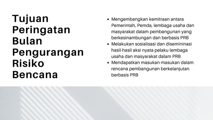 BPBDJakarta's tweet photo. 7. Nah, Pasti Sahabat #Disasterizen penasaran kan dengan tujuan dan manfaat dari bulan PRB? Simak gambar berikut !
@BNPB_Indonesia
#PeringatanBulanPRB2019
#BulanPRB2019
@PRB_BNPB https://t.co/hfvjmNDGkO