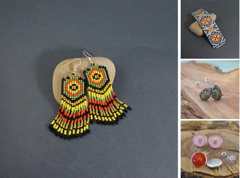 Native American Beaded Earrings Style, Long #jewelry #earrings @EtsyMktgTool etsy.me/2IFk2gw #beadworkearrings #yellowblack