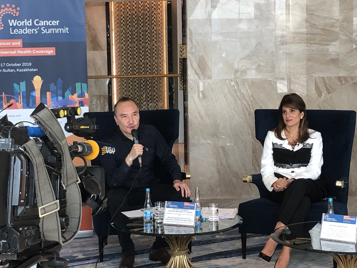 nengelbrecht1's tweet photo. A lot of interest this morning in the press briefing with ⁦@uicc⁩ President Princess ⁦@dinamired⁩ in the run up to the #2019WCLS in Nur-Sultan, Kazakhstan. #CancerandUHC #KazIOR https://t.co/LtrscPL3ON