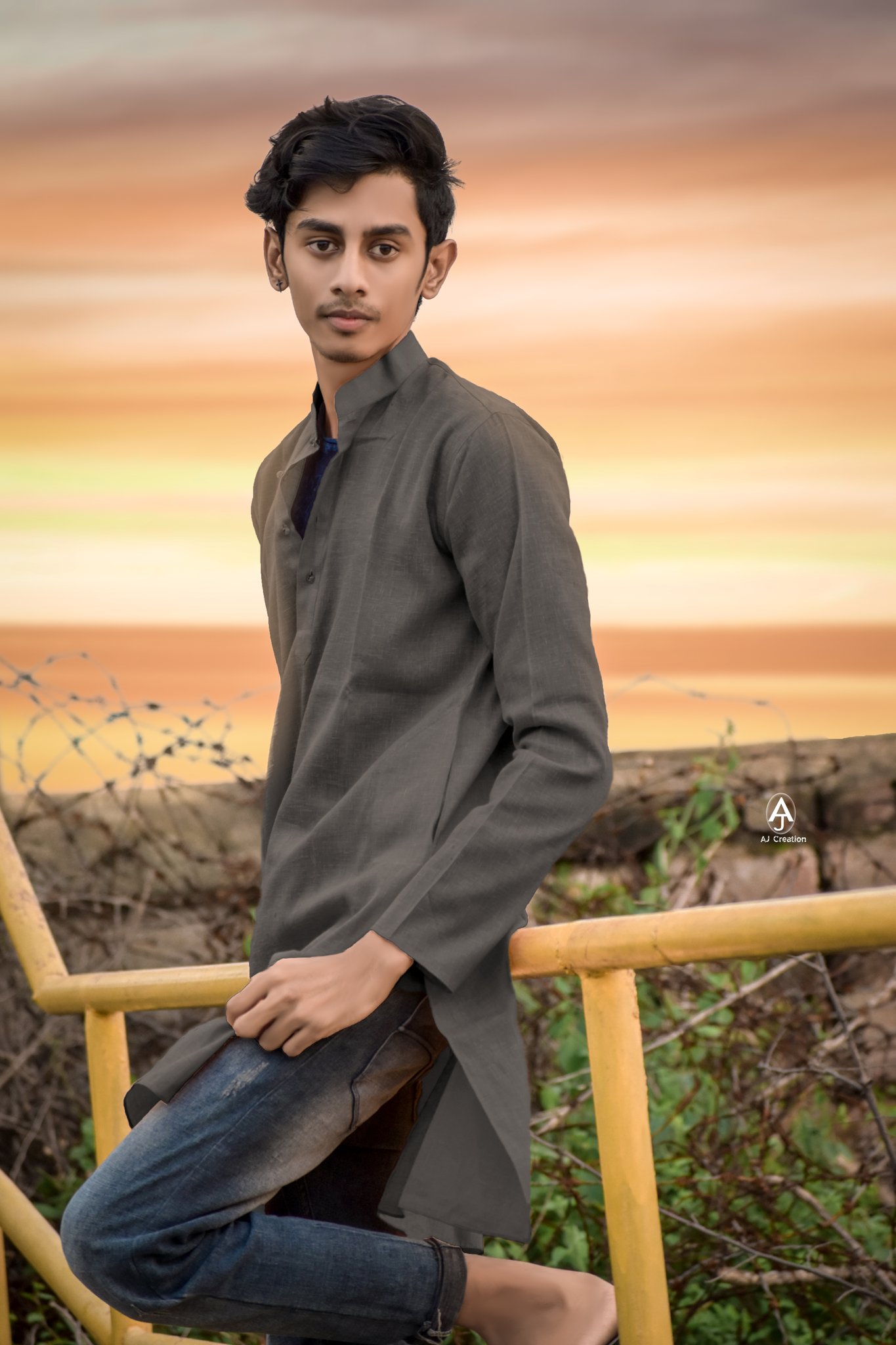 Portrait of young stylish indian man model pose in street. - Stock Image -  Everypixel