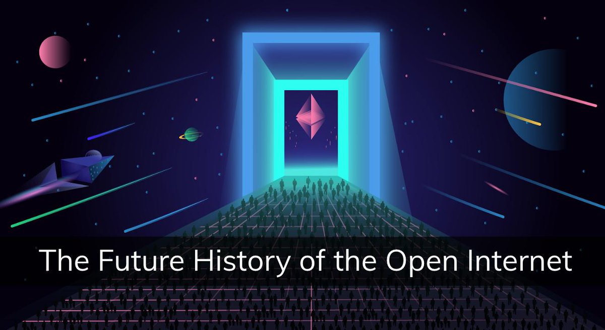 i gave a talk at  @efdevcon entitled ‘The Future History of the Open Internet’ this thread is a few dozen slides of eye candy!   read it on the airplane home from Japan :)/1