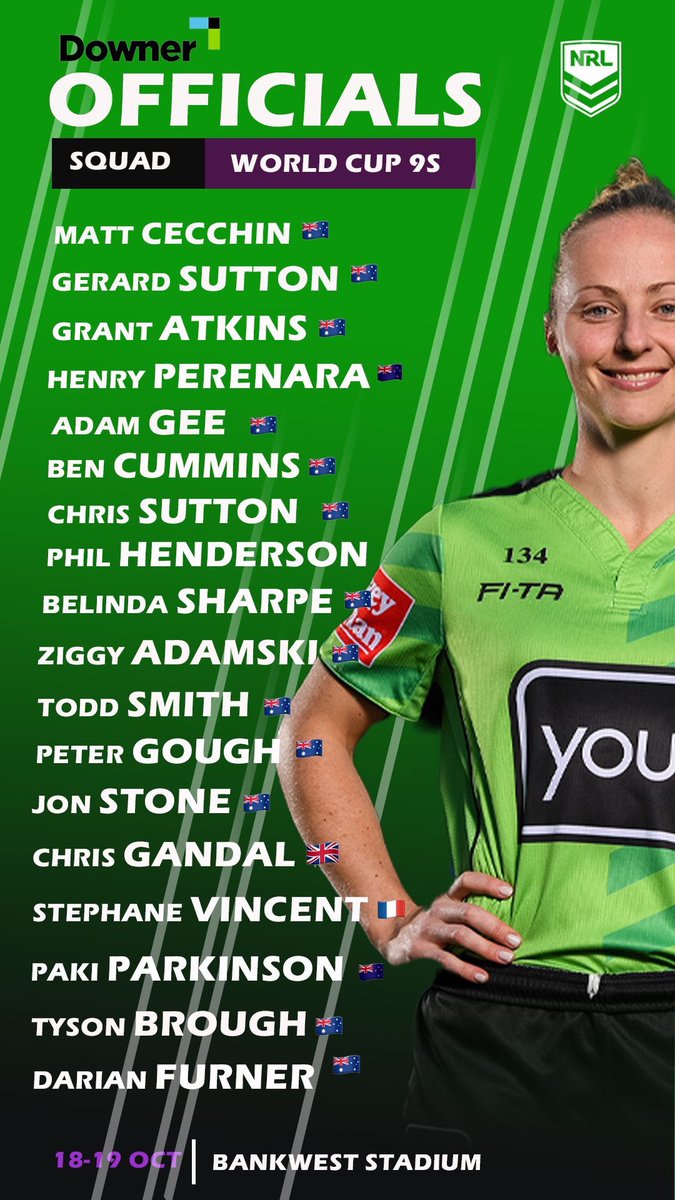 PRLMOinc's tweet photo. Match officials have been named for the Downer Rugby League World 9’s @nrl @IntRL @RLEFofficial @BankwestStadium #PRLMO @RespectTheRef https://t.co/X6SKUUZ7vq