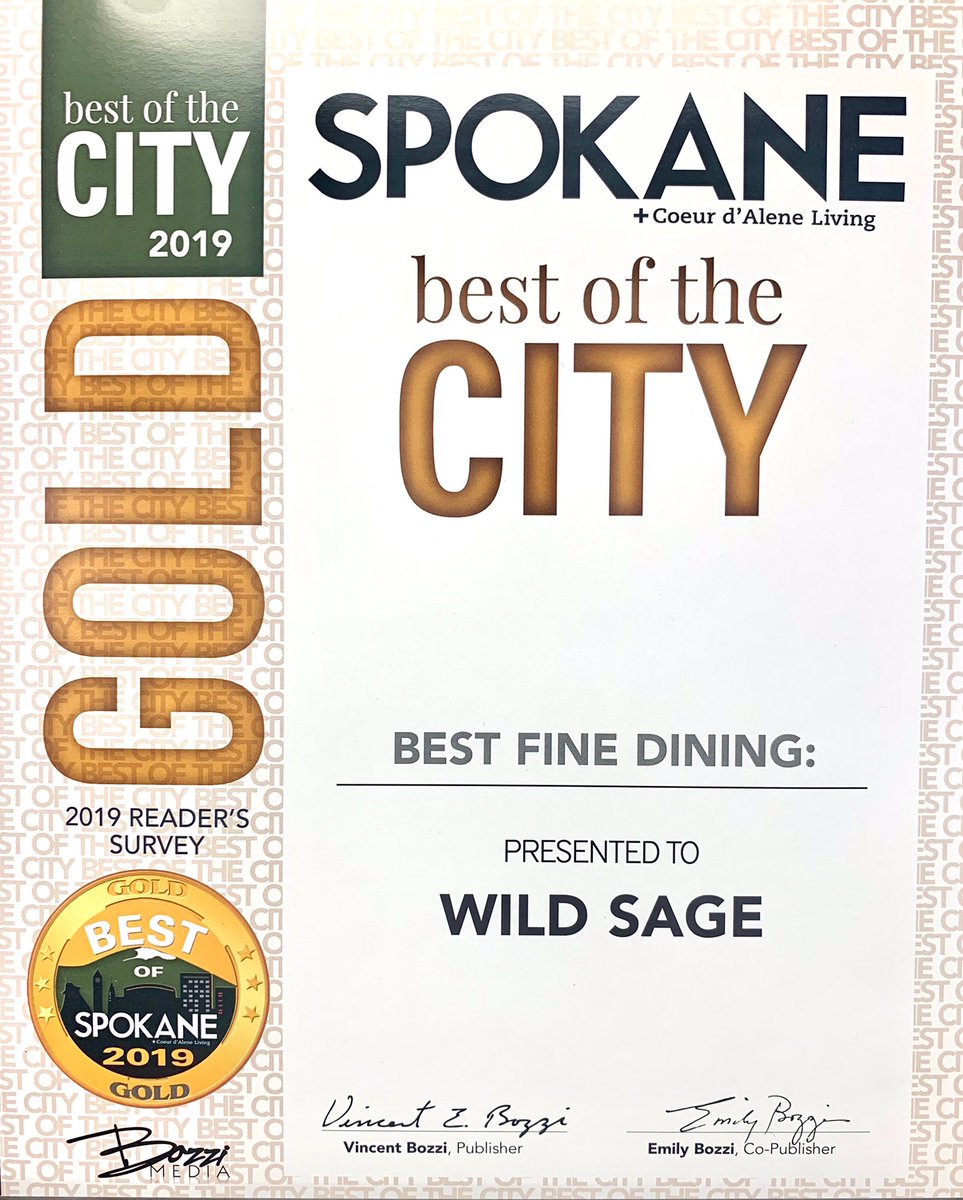 Best of the City // Spokane 

🥇 Best Fine Dining 

#wildsagebistro #spokane #PNW #spokanecdaliving #bestofthecity