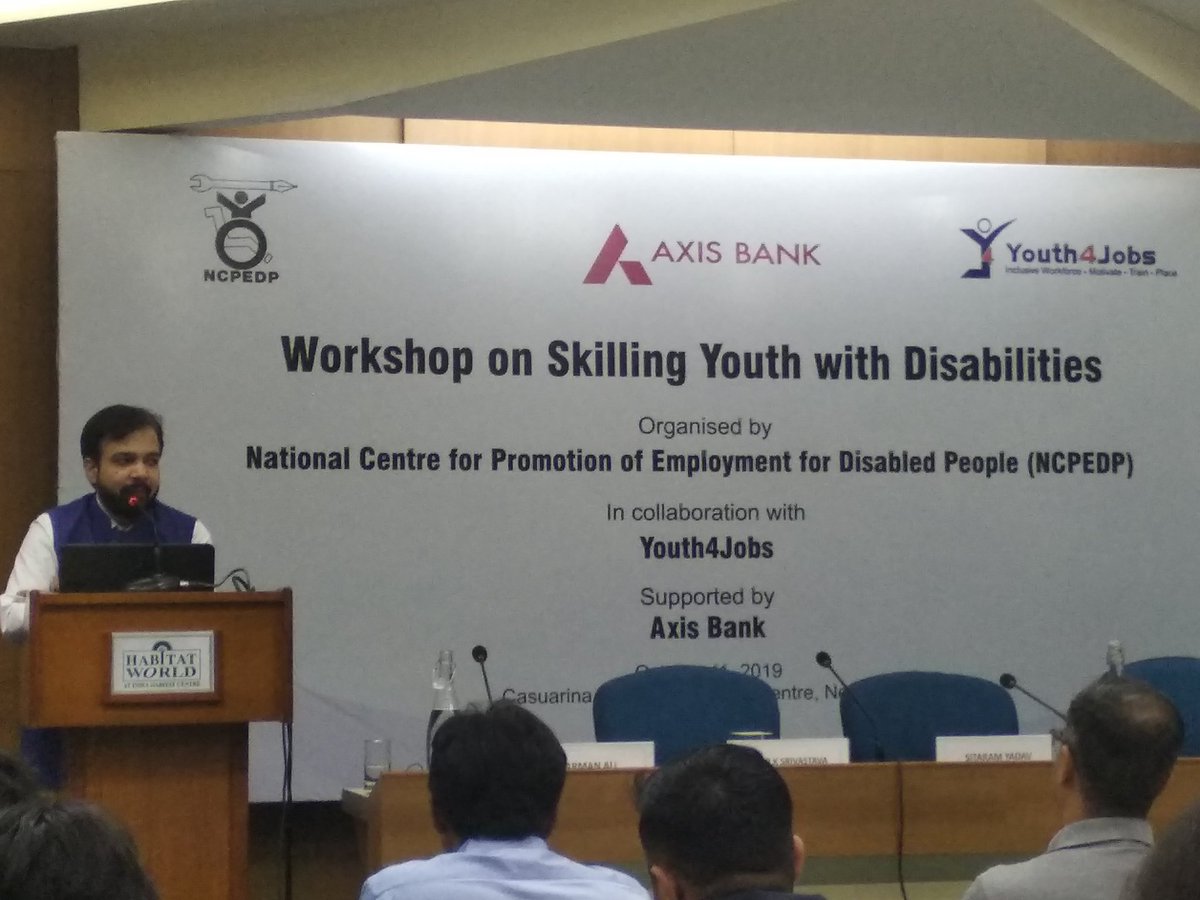 meghnaa_23's tweet photo. Quality discussion happening at Workshop on Skilling #youth with #disabilities jointly organised by @ncpedp_india and @Youth4Jobs. Mr. @himanshumisra from @AxisBank shared many personal stories of youth with #disabilities at #Axis Bank. https://t.co/cLmDDbxanh
