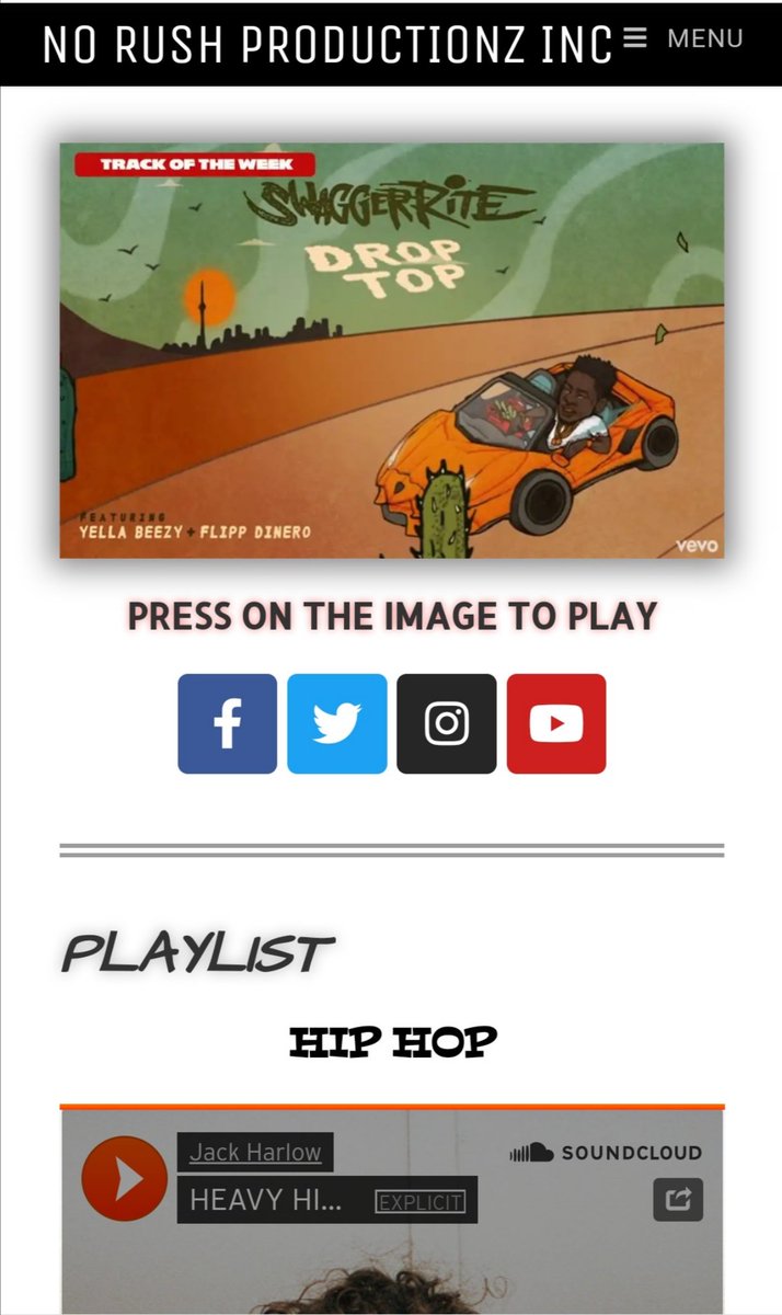 No_Rush_Inc's tweet photo. https://t.co/K1nnSypCxF for the latest hip-hop/R&amp;B/Dancehall singles. Every week  we let you the audience choose the track of the week! Follow, subscribe, or sign-up for our newsletters😉
#norush #audio #video #SoundCloudMusic #SPOTIFYPLAYLIST #music #NewMusicAlert #artist #Views https://t.co/AHFsOB0XjU