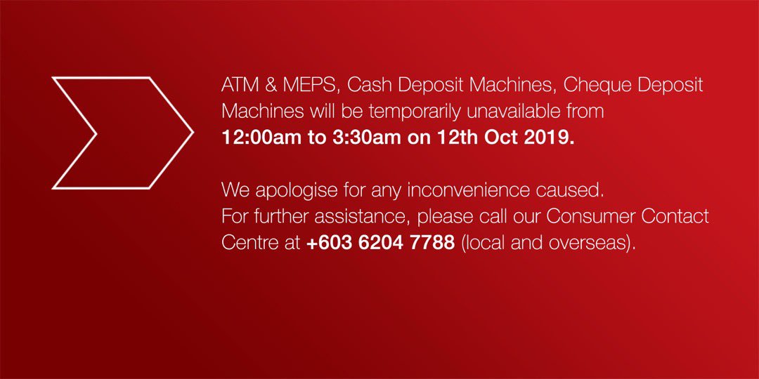 Cimbmalaysia On Twitter Important Notice The Following Services Will Be Temporarily Unavailable We Apologise For Any Inconvenience Caused