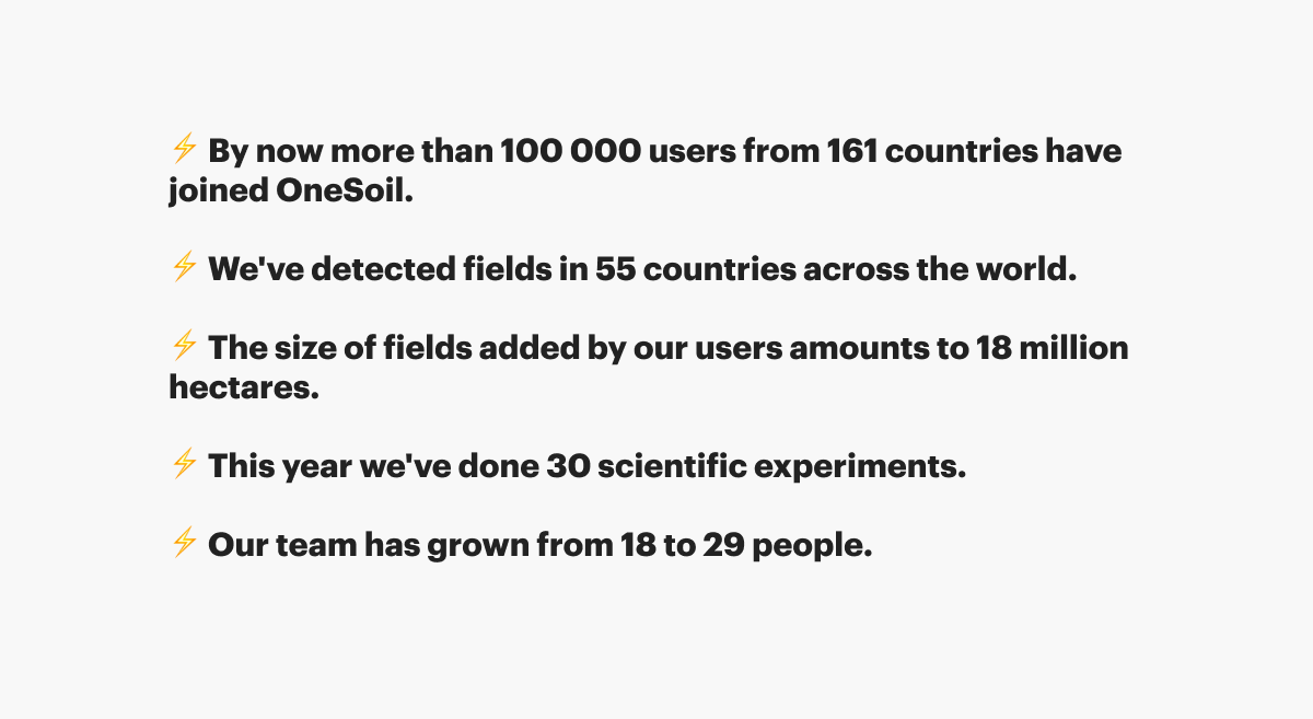 onesoilplatform's tweet photo. Looking back on some significant milestones we've crossed this year! 🎉💛
Onwards and upwards, right?
#onesoil #twosoil https://t.co/fx3VsjyM7B