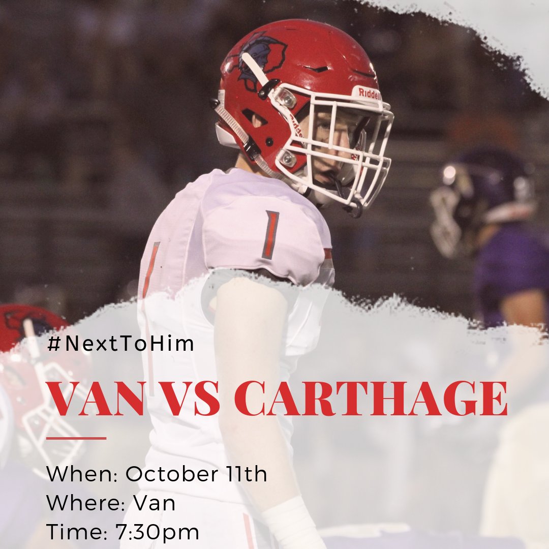 VanISDVanTX's tweet photo. Come out and support the Van Vandals as they take on the Carthage Bulldogs! This is our first district game so come out and be loud! #WeAreVan #NextToHim #GameDay #BeatCarthage
Graphic Design Credit: Emily Hardwick, VHS CTE student
Photography Credit: VHS Journalism Dept. https://t.co/B0zSwOqnSi