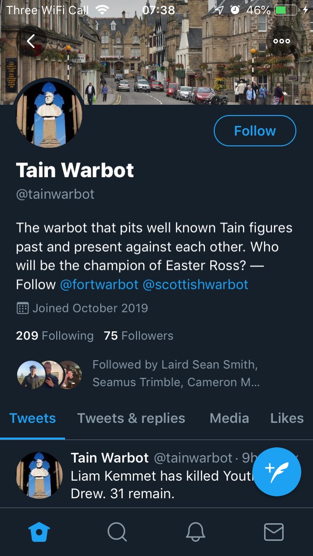 ohayeitsskye's tweet photo. Someone in my town has made a battle royale bot and it’s honestly more hype than the hunger games #DistrictScotsburn #TeamShafi https://t.co/1VDlrQMIVc