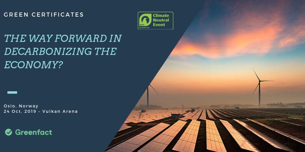 We are proud to announce that Greenfact 2019 Conference is now a Climate Neutral Event. Thanks <a href="/southpoleglobal/">South Pole</a> pole for sponsoring our event.Two weeks to go! Have you registered?  lnkd.in/dFDPN7f 
#southpole #greenfactseminar #climateneutral #renewables #greencertficates