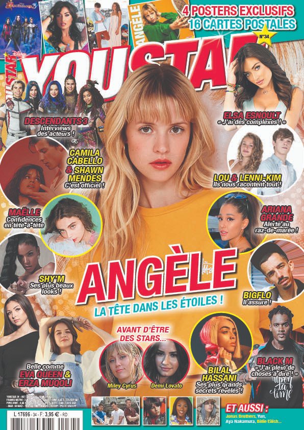 Ton nouveau <a href="/YoustarMagazine/">YouStar magazine</a> est en kiosque ! Il met à l'honneur <a href="/angele_vl/">Angèle Angèle</a>  ! Découvre les interviews exclusives et infos sur tes stars préférées : <a href="/LenniKim/">Lennikim</a> <a href="/LouMusiqueOff/">Lou Musique</a> <a href="/ElsaEsnoultOff/">Elsa Esnoult</a> <a href="/descendants/">Descendants</a>  <a href="/iam_evaaa/">Eva</a> <a href="/Bmesrimes/">BLACK.M</a> <a href="/maellemusic/">maëlle</a> et bien d'autres! bit.ly/2ppsGFS