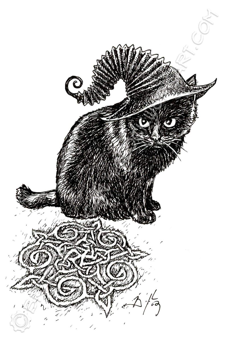 Clock_work_Art's tweet photo. Inktober Day 10: Witch/Pattern

#inktober #mabsdrawlloweenclub #drawing #illustration #illustrationoftheday #penandink #cats #catart #blackcat #witch #wicca #wiccan #celticknot #halloween #darkart #macabre #popsurrealism #bradenduncan #clockworkart @inktober https://t.co/44MO3DSY0F