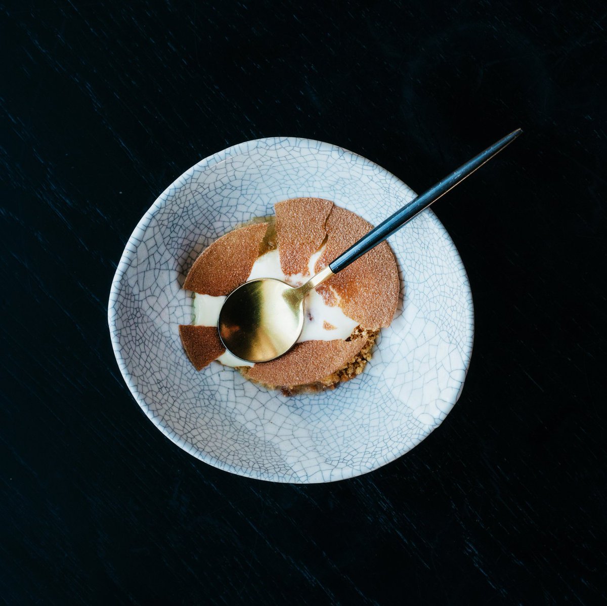 Parsnip ice-cream, apple, toasted buckwheat, frangipane.