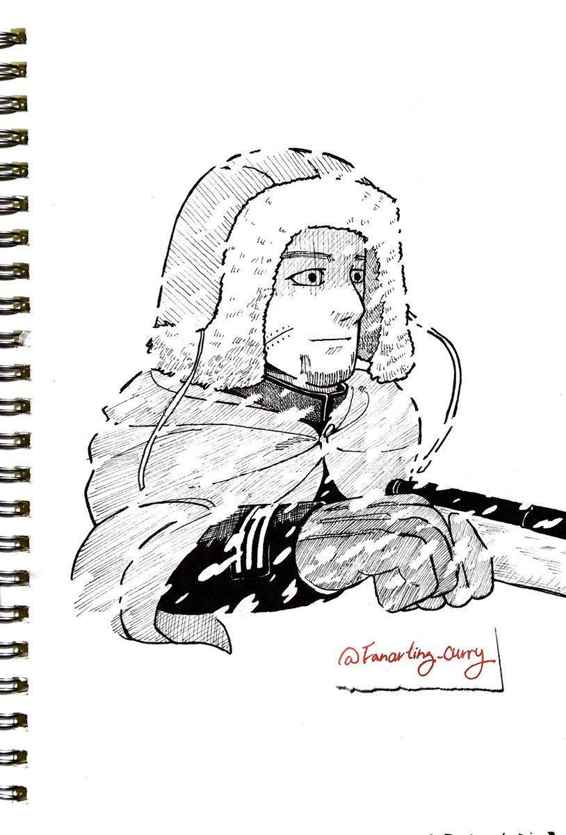 Day 11: Snow.
The snow got in the way.
A simple one tonight. Used no whiteouts and only ink like usual. 😂✨#GKInktober #Inktoberday11 #goldenkamuy 