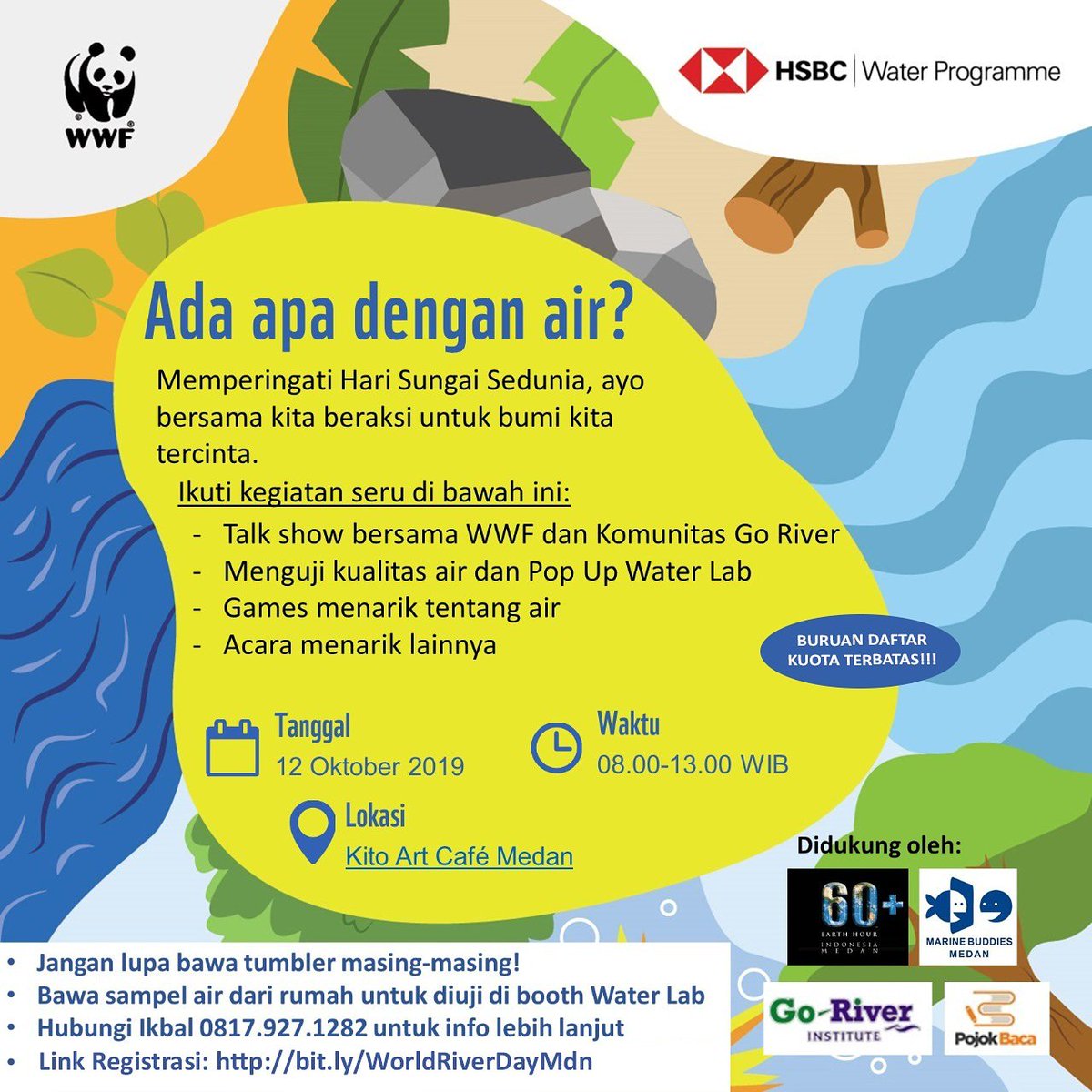 ehmdn's tweet photo. Bagi yg sudah regis melalui link, mohon ditunggu link konfirmasi sekitar jam 4 sore yaaa!!😁 thank you🤗
#WWF_ID #Connect2Earth #EarthHour #EHMedan #EHIndonesia #WorldRiverDay https://t.co/DbVUjPP7iT