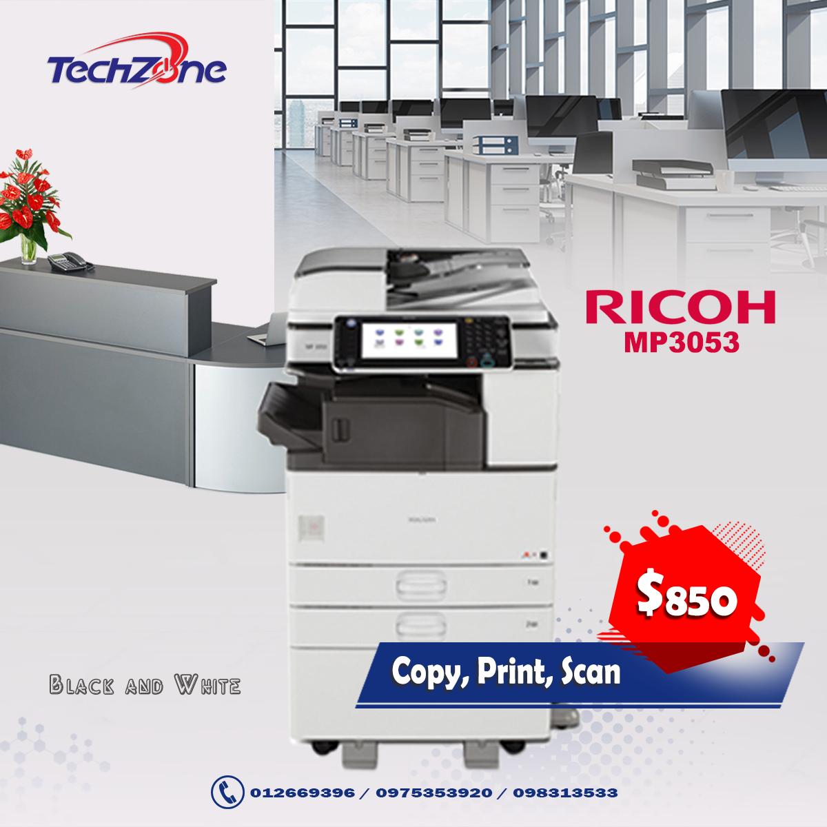 TechZonePlus's tweet image. ::: តំលៃដ៏ពិសេស!!! ម៉ាស៊ីនម៉ាក RICOH មានទាំងសខ្មៅ និងកូល័រ 
សូមទំនាក់ទំនងមកឥលូវនេះ នឹងទទួលបានតំលៃដ៏ពិសេស តាមរយ៖
- 012 669 396 / 098 313 533 / 097 53 53 920