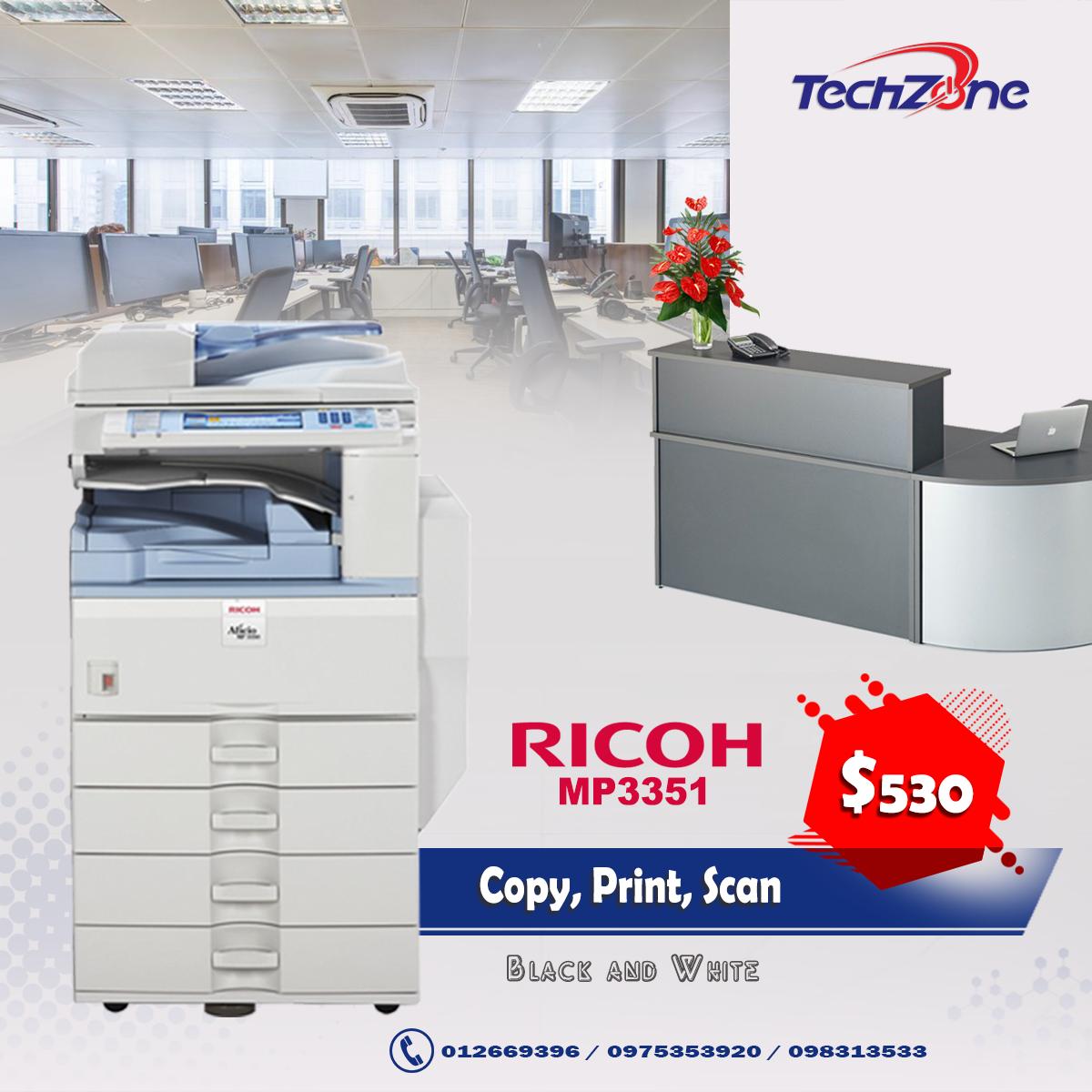 TechZonePlus's tweet image. ::: តំលៃដ៏ពិសេស!!! ម៉ាស៊ីនម៉ាក RICOH មានទាំងសខ្មៅ និងកូល័រ 
សូមទំនាក់ទំនងមកឥលូវនេះ នឹងទទួលបានតំលៃដ៏ពិសេស តាមរយ៖
- 012 669 396 / 098 313 533 / 097 53 53 920