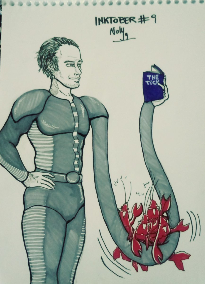 noly_toconas's tweet image. Day9 "Swing". 
Flexon @StevenOgg jugando con los lobster babies. Gracias a @elliebee42 por seguir mi #Inktober. Aprovecharé este fin de semana para ponerme al día.  #Inktoberday9 #Ticktober @TheTickTV #TheTick #SaveTheTick #LunaTickArmy