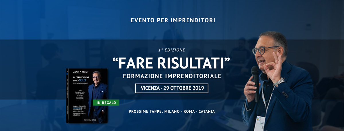 ⏰ Manca poco alla 1° Edizione di FARE RISULTATI©, evento in Tour a VICENZA, MILANO, ROMA e CATANIA:
certificationsrl.it/fare-risultati/ 
📆 29 Ottobre - Vicenza
📆 21 Novembre - Milano
📆 04 Dicembre - Roma
📆 06 Dicembre - Catania 
Partecipa e il tuo futuro sarà FARE RISULTATI! 😊