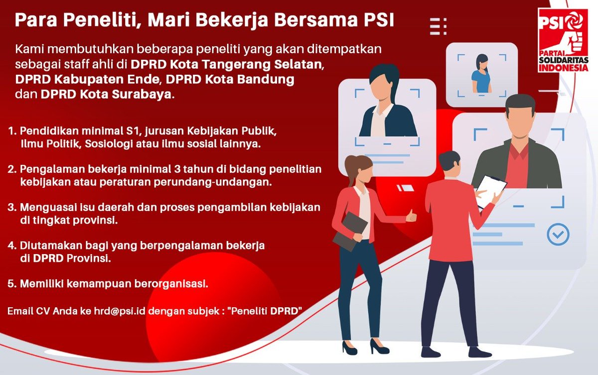 Psibersamarakyat On Twitter Lowongan Kerja Bagi Kamu Yg Berlatar Belakang Pendidikan Kebijakan Publik Ilmu Politik Sosiologi Atau Ilmu Sosial Mari Bergabung Dan Bekerja Bersama Psi Kami Membutuhkan Peneliti Untuk Ditempatkan Di Kota