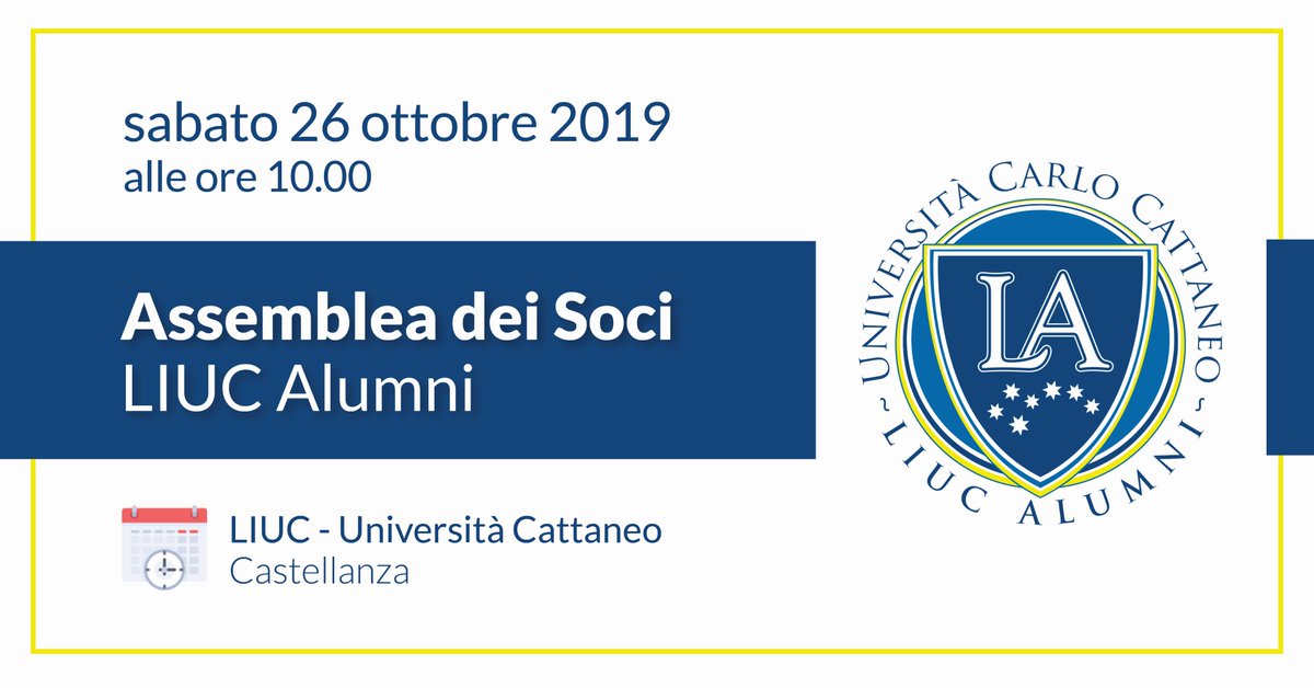 ‼️ NON MANCARE ‼️ Sabato 26 ottobre ore 10.00 presso l'Aula Campus della Residenza LIUC. Per info e iscrizioni ➡️ liucalumni.it/eventi/convoca…