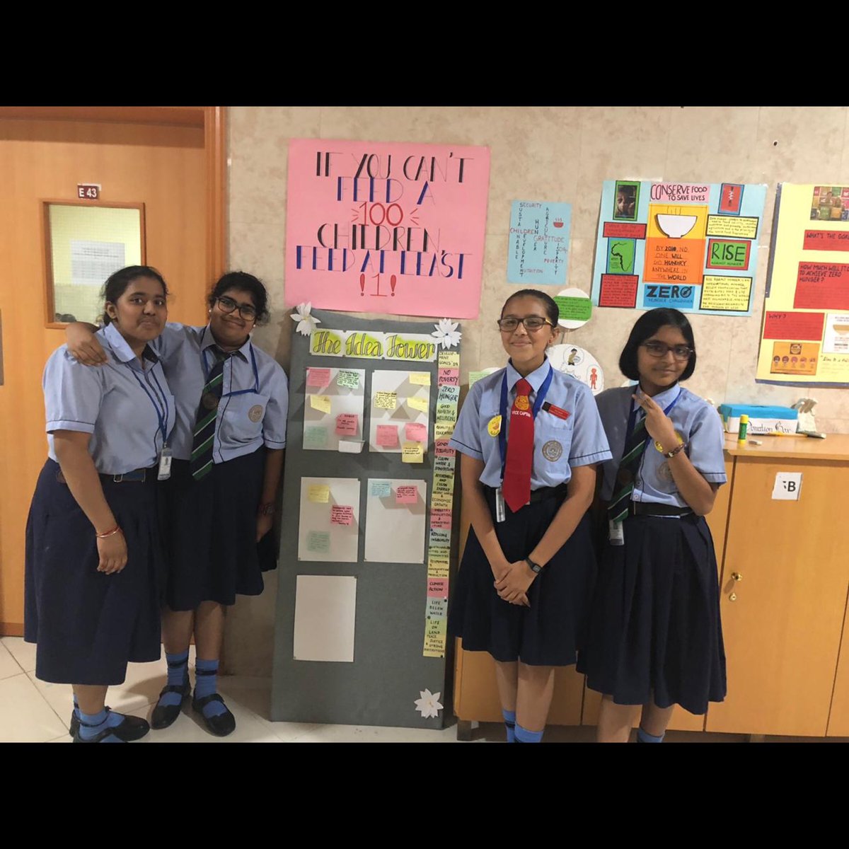 IHScodeclan's tweet photo. We go by goals for each week. “If you can’t feed a hundred people,feed just one.” Grade 9&10 girls tells us that “Overcoming poverty is not a task of charity, it is an act of justice.” @IndianHigh_DXB #ideawall #uaegoals #zerohunger https://t.co/WEwFHDmXsq