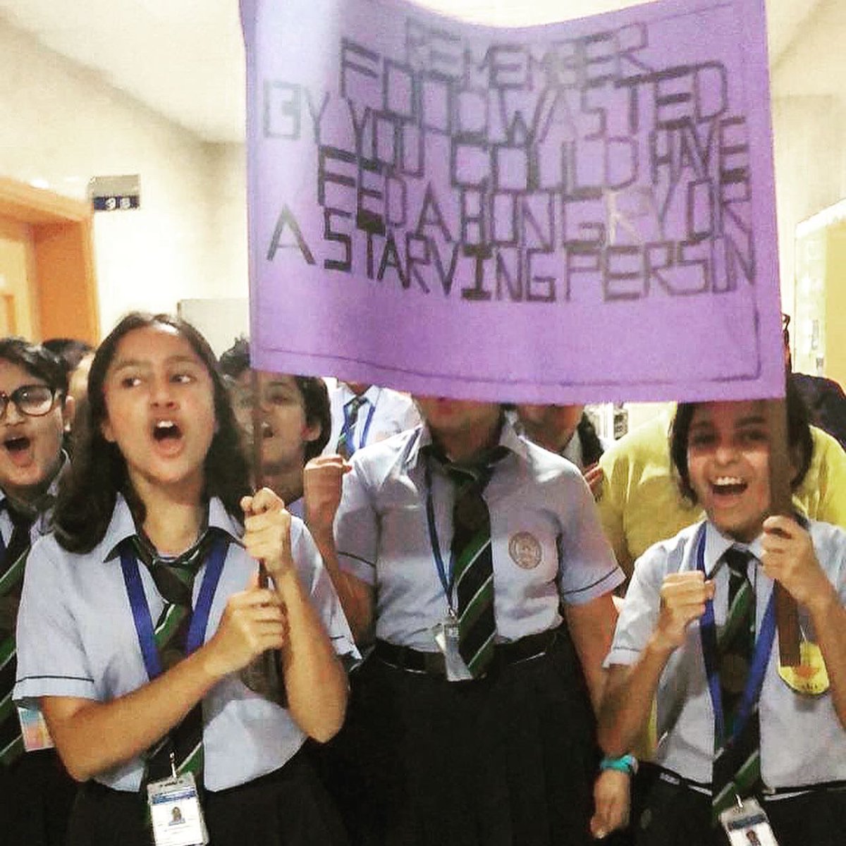 IHScodeclan's tweet photo. We go by goals for each week. “If you can’t feed a hundred people,feed just one.” Grade 9&10 girls tells us that “Overcoming poverty is not a task of charity, it is an act of justice.” @IndianHigh_DXB #ideawall #uaegoals #zerohunger https://t.co/WEwFHDmXsq