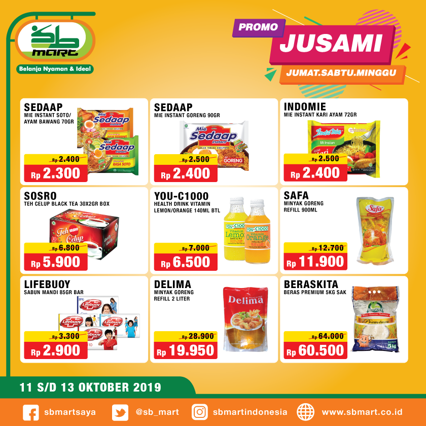 sb_mart's tweet photo. Ini dia item-item promo JUSAMI minggu ini!
segera kunjungi SBMart terdekat dan penuhi kebutuhan keperluan anda.
Selamat Berbelanja!! Info kemitraan:

0852 2009 9897
0857 2027 2055
==========
==========
#SBMart #belanjanyamandanideal #minimarketlokal #ritelsyari #ritelislami https://t.co/i950T05m2E