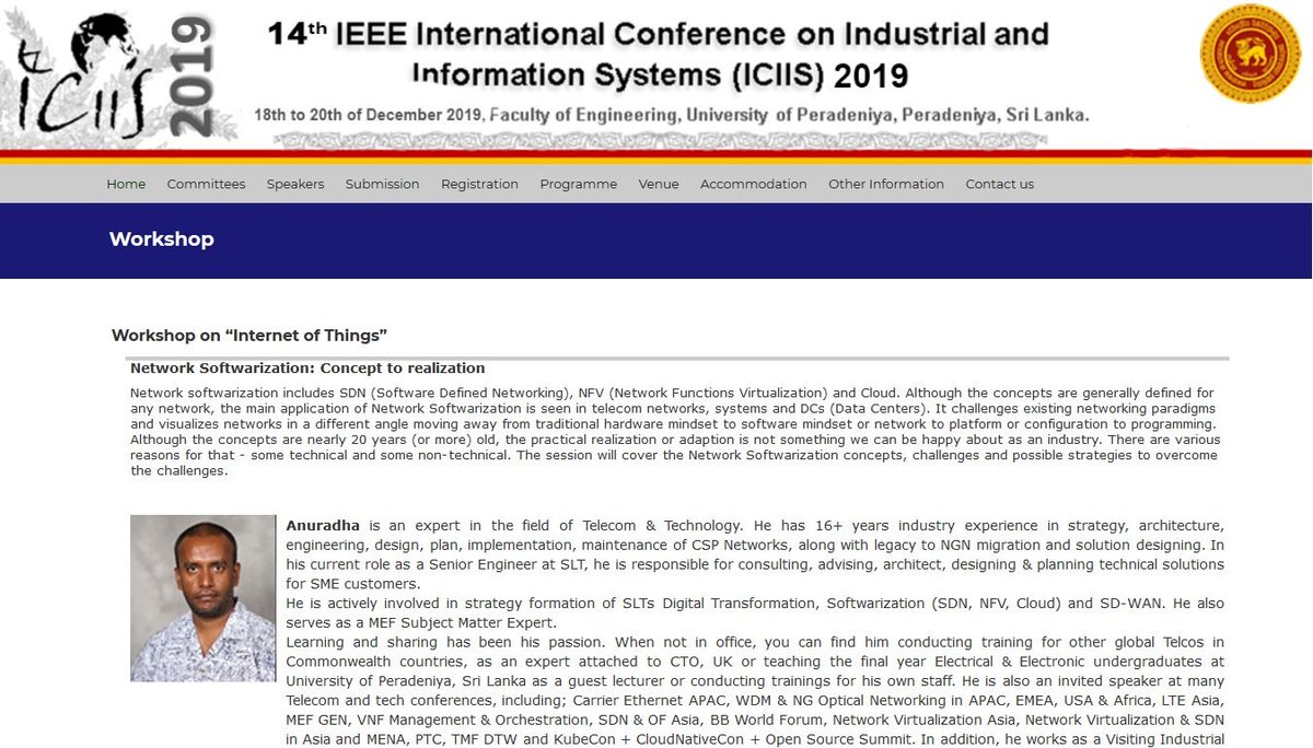 AnuradhaU's tweet image. Knowledge sharing continues beyond @arc_tube. Happy to join this workshop at ICIIS 2019.  
iciis.org/ssit.html #softwarization #IoT