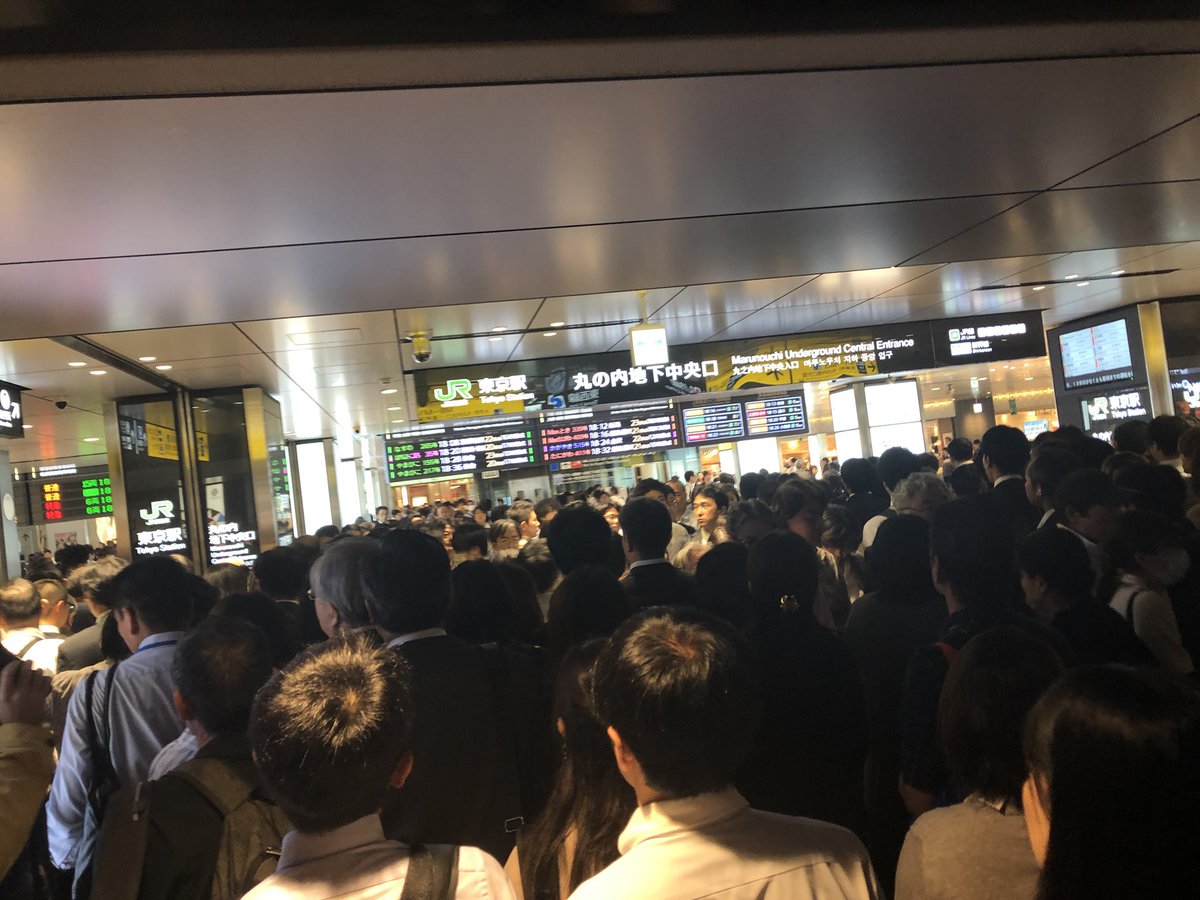 Tweet 台風19号の影響で東海道新幹線の東京駅が一般参賀状態 みどり