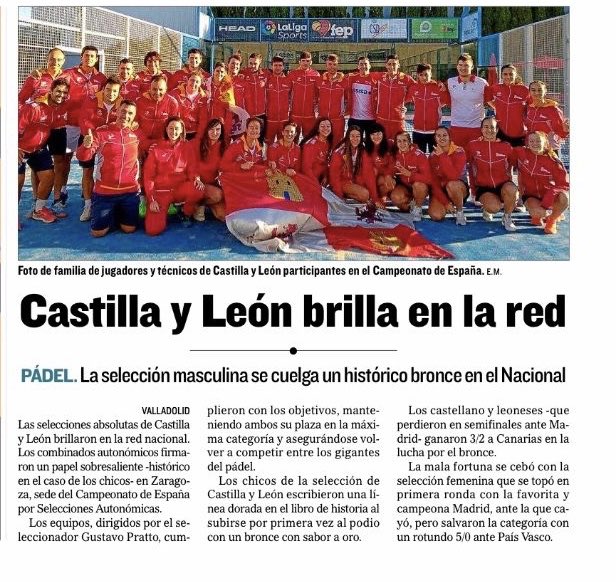 fpadelcyl's tweet photo. Gracias a El Mundo Diario de Valladolid por hacerse eco de los resultados de nuestras selecciones absolutas en el #CESSAAAbsolutasFEP de @padelfederacion. @DiarioCyLMundo https://t.co/xxeXzOAN7J