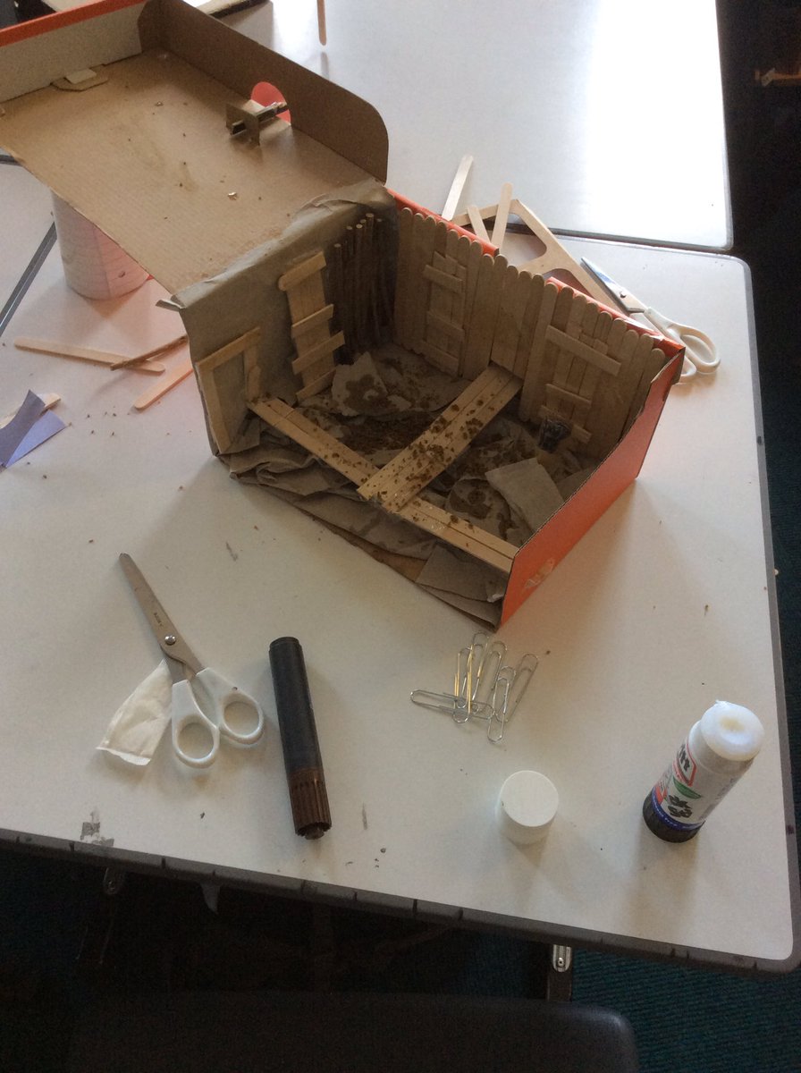 DyceHistory's tweet photo. Shoe box trenches in progress. I’ve never seen a group of S3s get so excited by lollipop sticks, tea bags and crepe paper https://t.co/VQmpvungMq