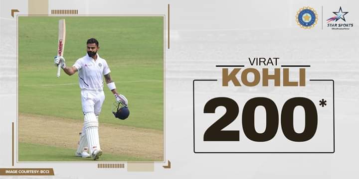 #NerolacCricketLive unstoppable Kohli spreading his magic around... A double ton ...wow....contributing to make his 50th test under his captaincy extra special.... 🏏 Cricket fan....🤩