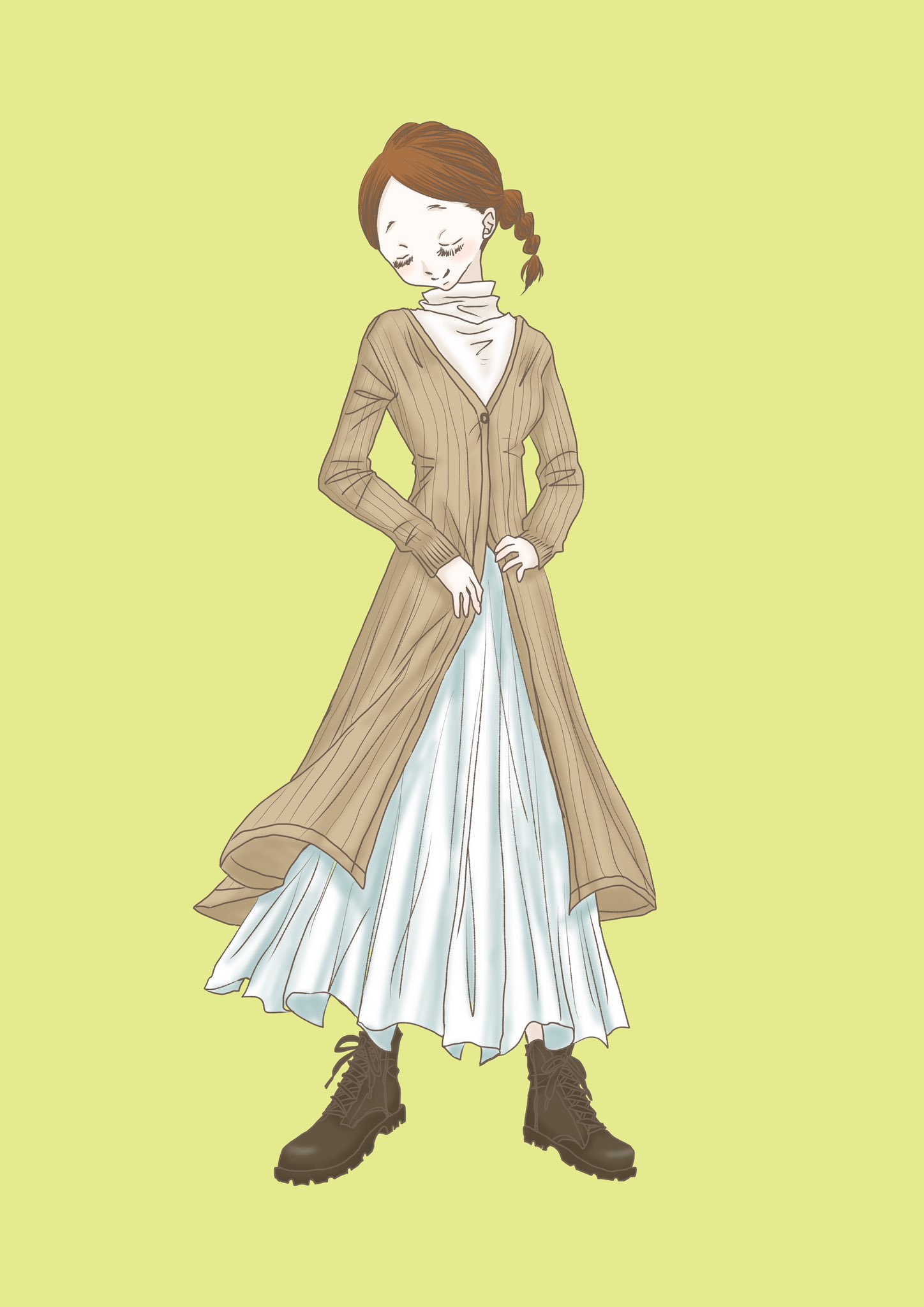 Kaori Niihachi ロングロングコーデ ファッションイラスト コーデイラスト Girlsillustration ガールズイラスト Illustration Sketch Draw イラスト らくがき 落書き Illust Fashionillustration Fashion Illustrations ユニクロ ロング