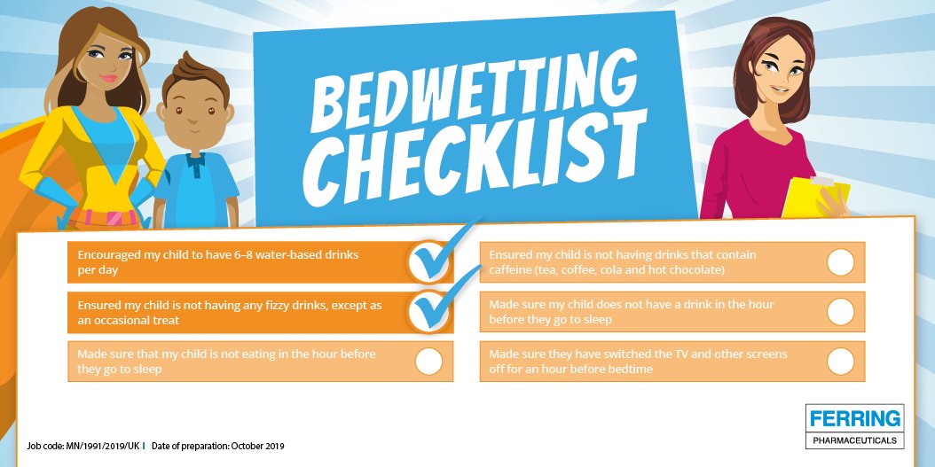 stop_bedwetting's tweet photo. Use our checklist for tips to try as a family to help your child get dry at night. Tick off those you've tried and generate your very own personalised discussion guide!
https://t.co/yokyFzBZBm https://t.co/lLosnqJGyL